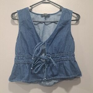 Blu Pepper Denim Blue Tie-Front Vest